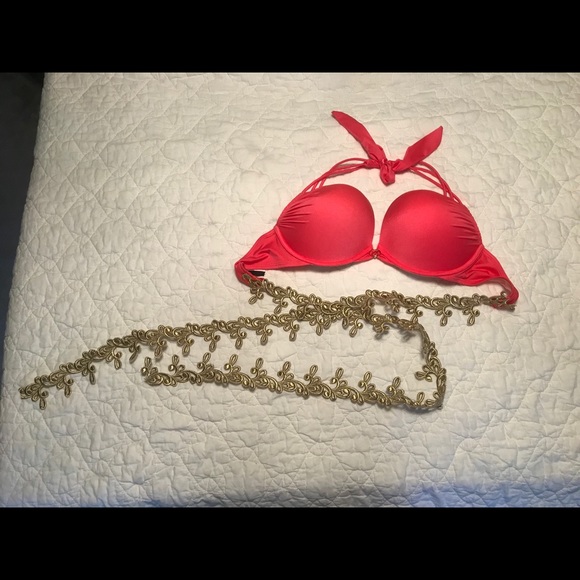 VS Coral Bombshell Custom Embroider tie top - Picture 2 of 5